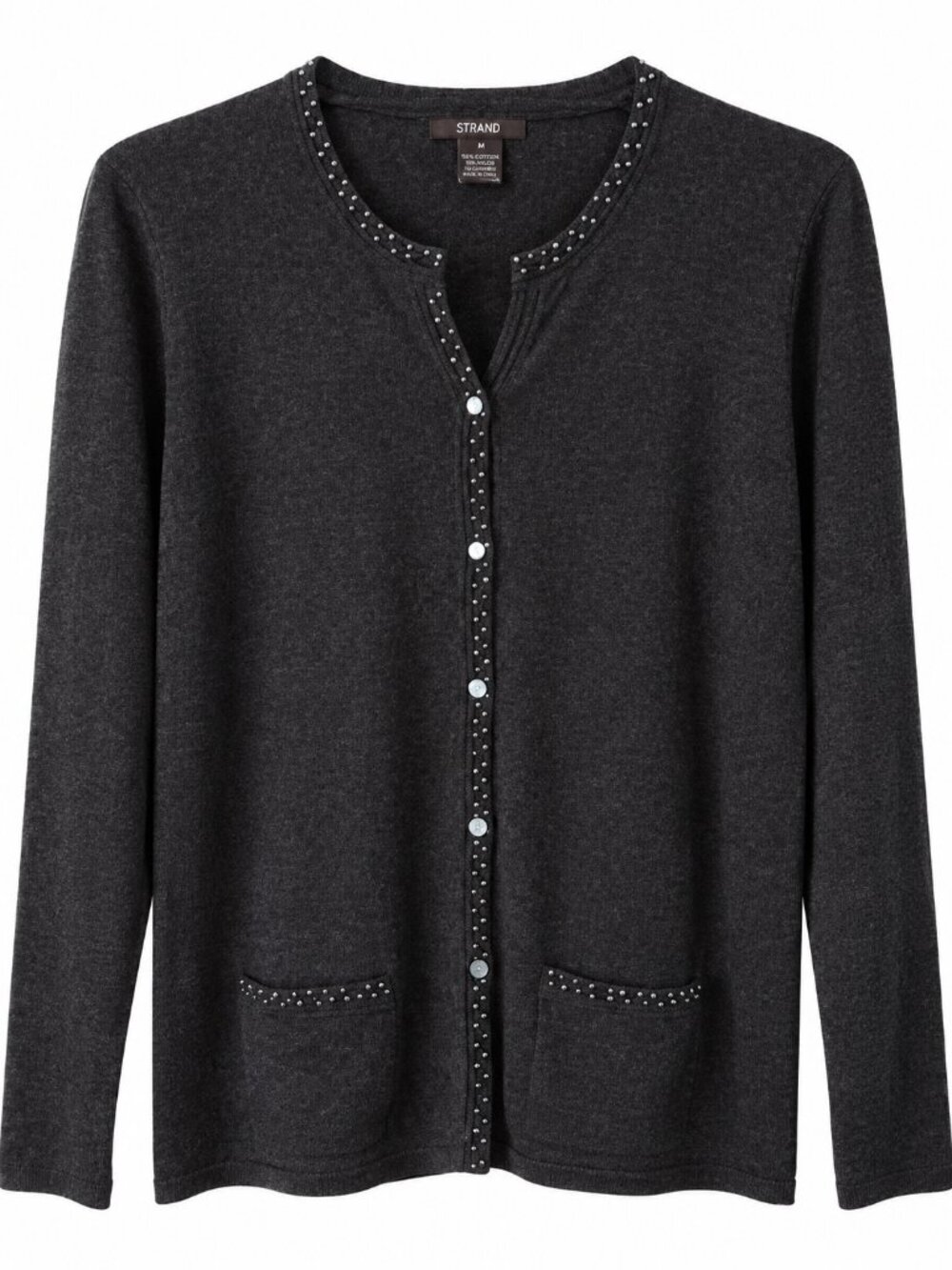 STRAND Merino Wool Blend Cardigan with Tiny Sea Beads